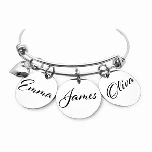 Hand and Heart Jewelry Mother’s Day Gifts-Customizable Bangle Bracelet With Name Charms Gift For Mom-Grandma- Godmother