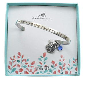 Police Officer Bracelet. Gift for Policewoman. Stainless Steel Bracelet: She Believed She Could and She Did