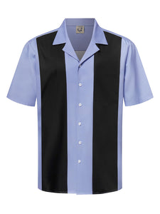 Hardaddy Men's Camp Collar Retro Vintage Bowling Button Down Shirt with Pocket Casual Short Sleeve Beach Shirts Summer Loose Fit Purple Black L