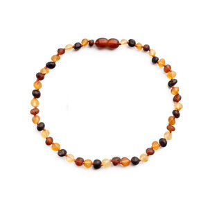 Baltic Proud Amber Necklace for Women and Men (Authentic, Certified) - 18 inches, Multi Raw (Unpolished) - Unisex Amber Jewelry for Adults - Bead Necklace