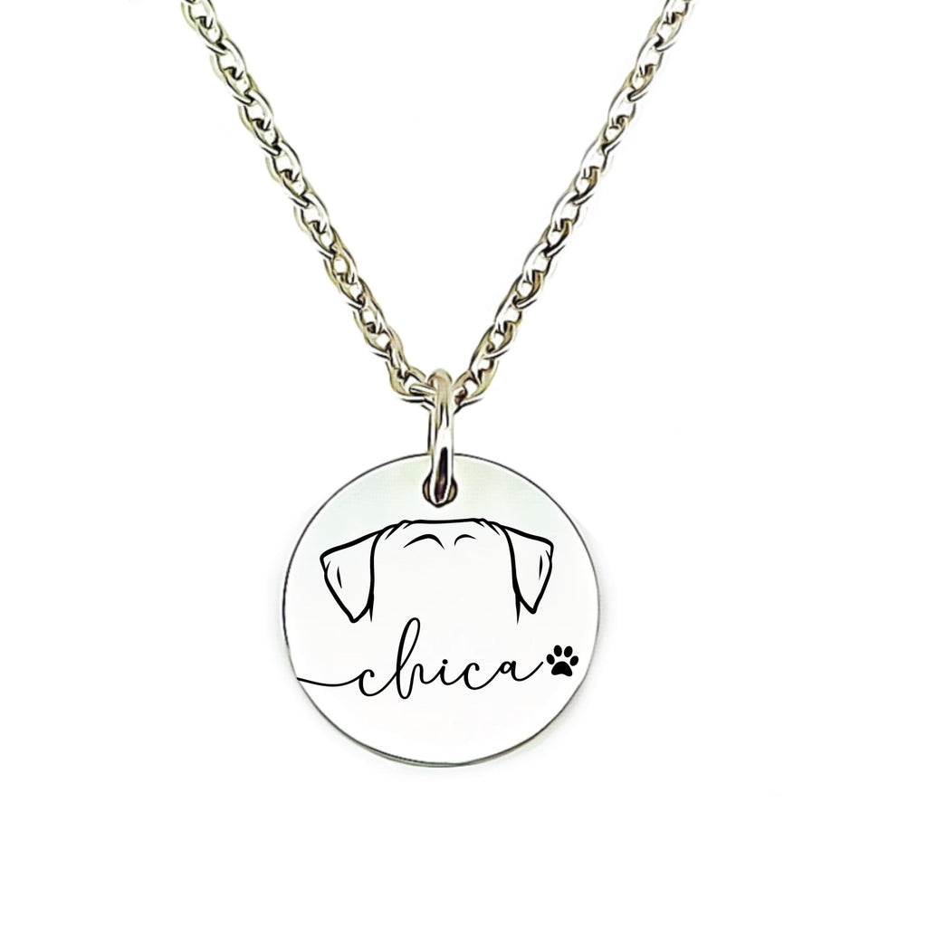 Personalized Dog Necklace | Custom Dog Ears | Custom Dog Name Necklace | Dog Mom Gift | Pet Necklace with Name for Women | Bella Bleu Disc Necklace BELLA-BLEU-DISC