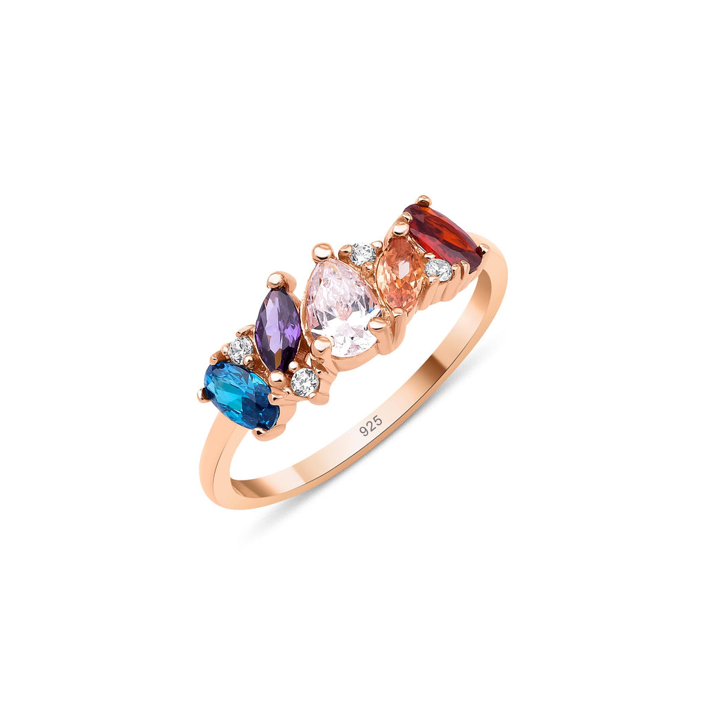 5 selectable birthstones, Multi-Cut Birthstone Ring, Mother Grandma Family Ring Gift, Gold Silver Custom Ring, Personalized Gift, Gift for Her, Mothers Day Gift