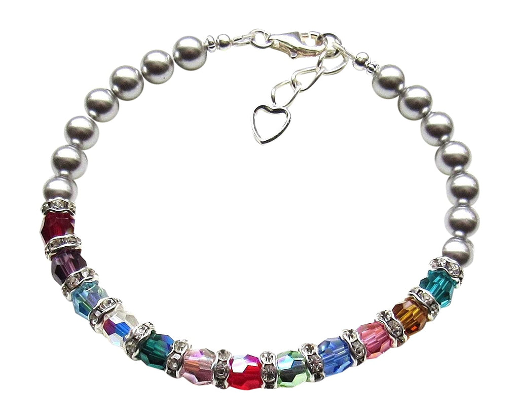 Mothers Bracelet With Up To 18 Birthstones, Family Jewelry, Grandma Bracelet, Personalized Gift for Mom Grandmother from Kids, Custom Bracelet for Women, Christmas Present Birthday Gifts