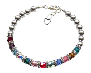 Mothers Bracelet With Up To 18 Birthstones, Family Jewelry, Grandma Bracelet, Personalized Gift for Mom Grandmother from Kids, Custom Bracelet for Women, Christmas Present Birthday Gifts