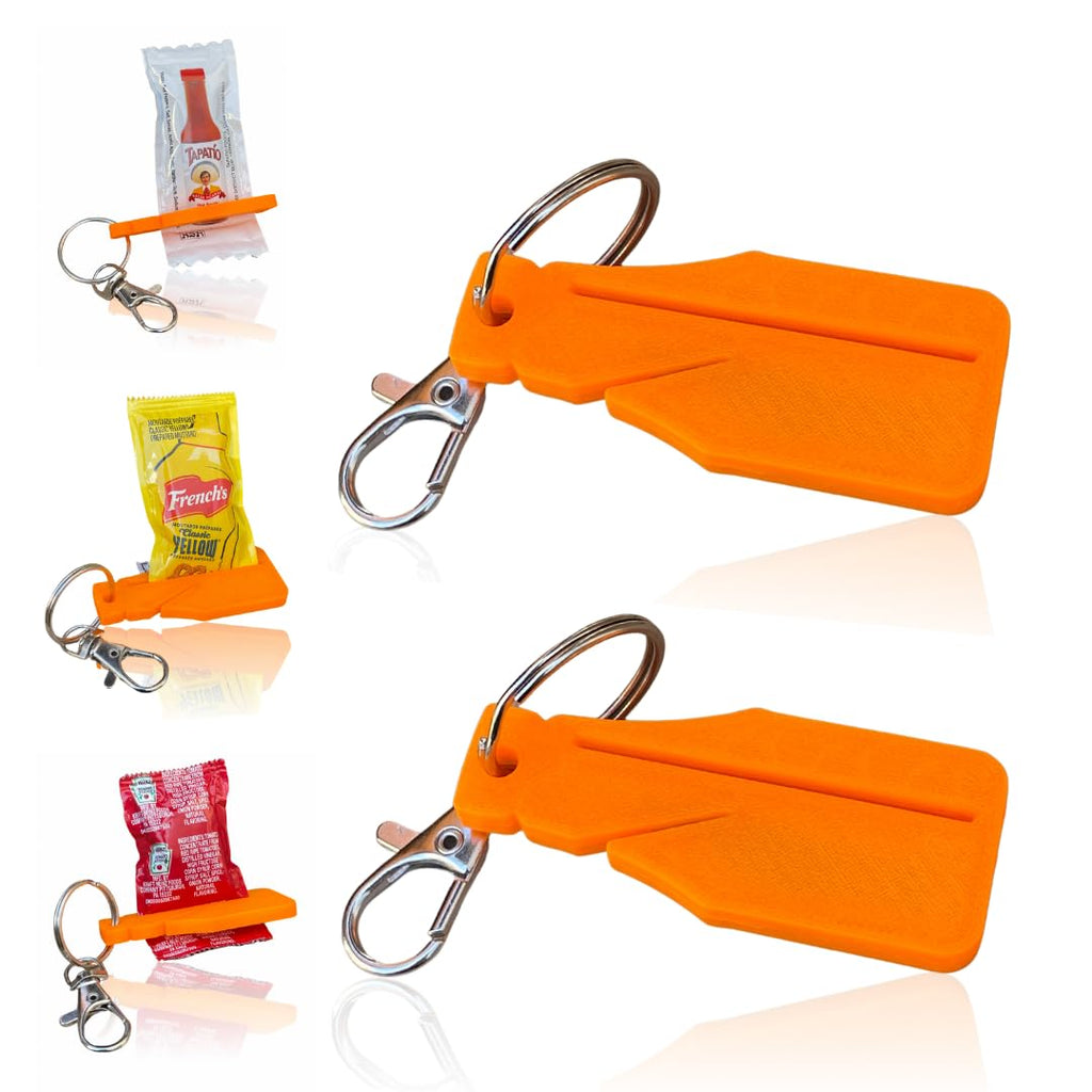 Ketchup Roller Keychain — Keychain Squeezer Dispenser | Hot Sauce, Ketchup, Mustard, Syrup, Sriracha Packet Squeeze | Fun Gift For The Hot One In Your Life | Great for Travel (2 pack) | MADE IN USA.