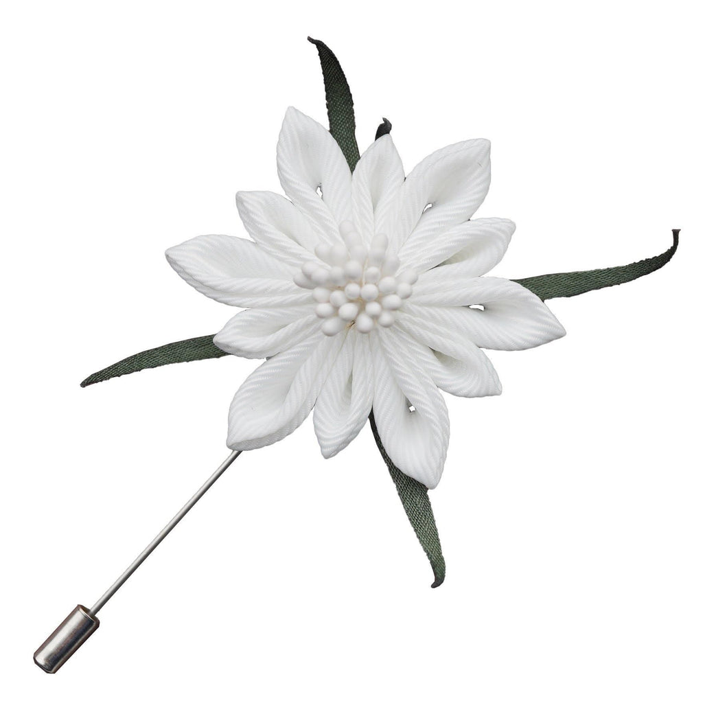 DOTRI 1.9inch Edelweiss Flower Lapel Pin for Men, Fabric Flower Brooch, Suit Pins for Men, Edelweiss Pin, Gift for Wedding, Christmas, New Year