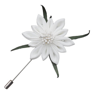 DOTRI 1.9inch Edelweiss Flower Lapel Pin for Men, Fabric Flower Brooch, Suit Pins for Men, Edelweiss Pin, Gift for Wedding, Christmas, New Year