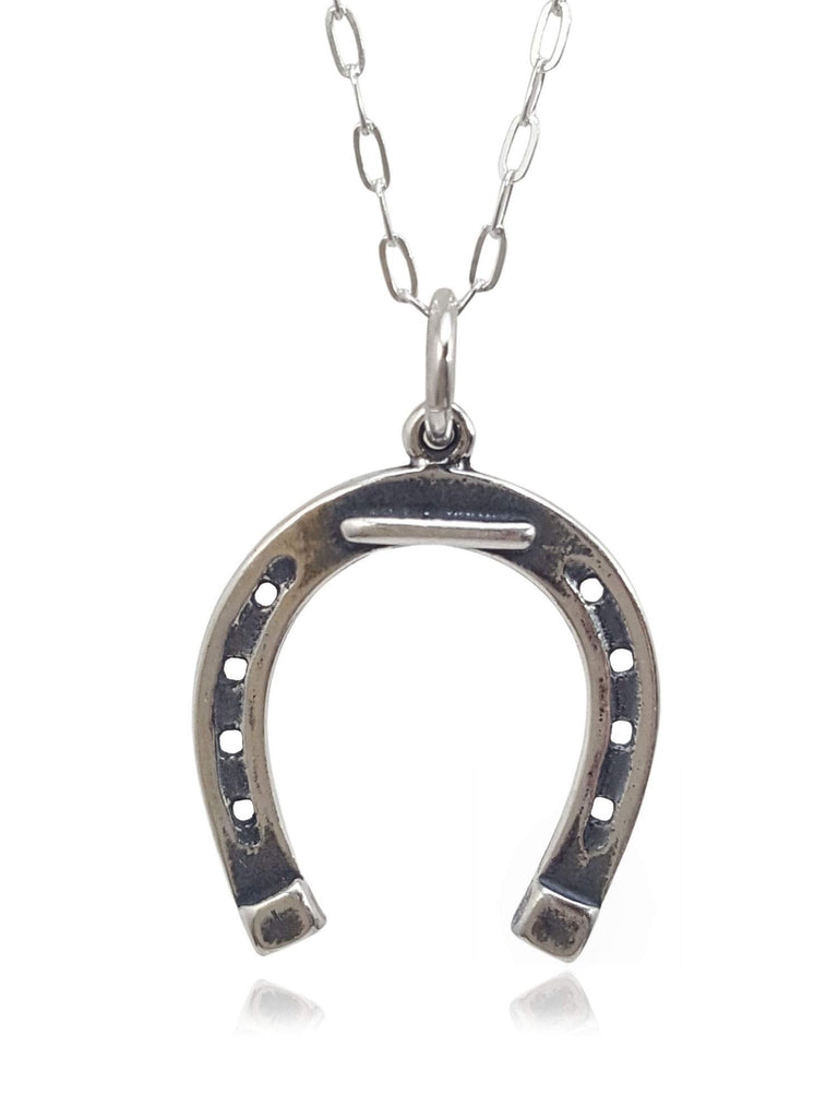 EnCharmed Sterling Silver Horseshoe Lucky 3D Charm Necklace, 18"