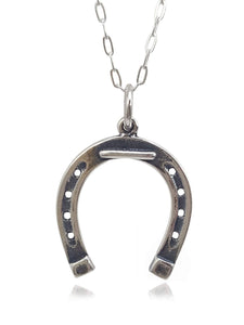 EnCharmed Sterling Silver Horseshoe Lucky 3D Charm Necklace, 18"