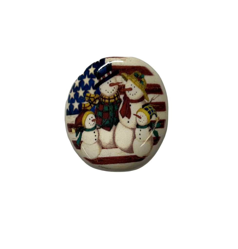 Ceramic Stone Snowmen American Flag Design Bead Neckace Jewelry
