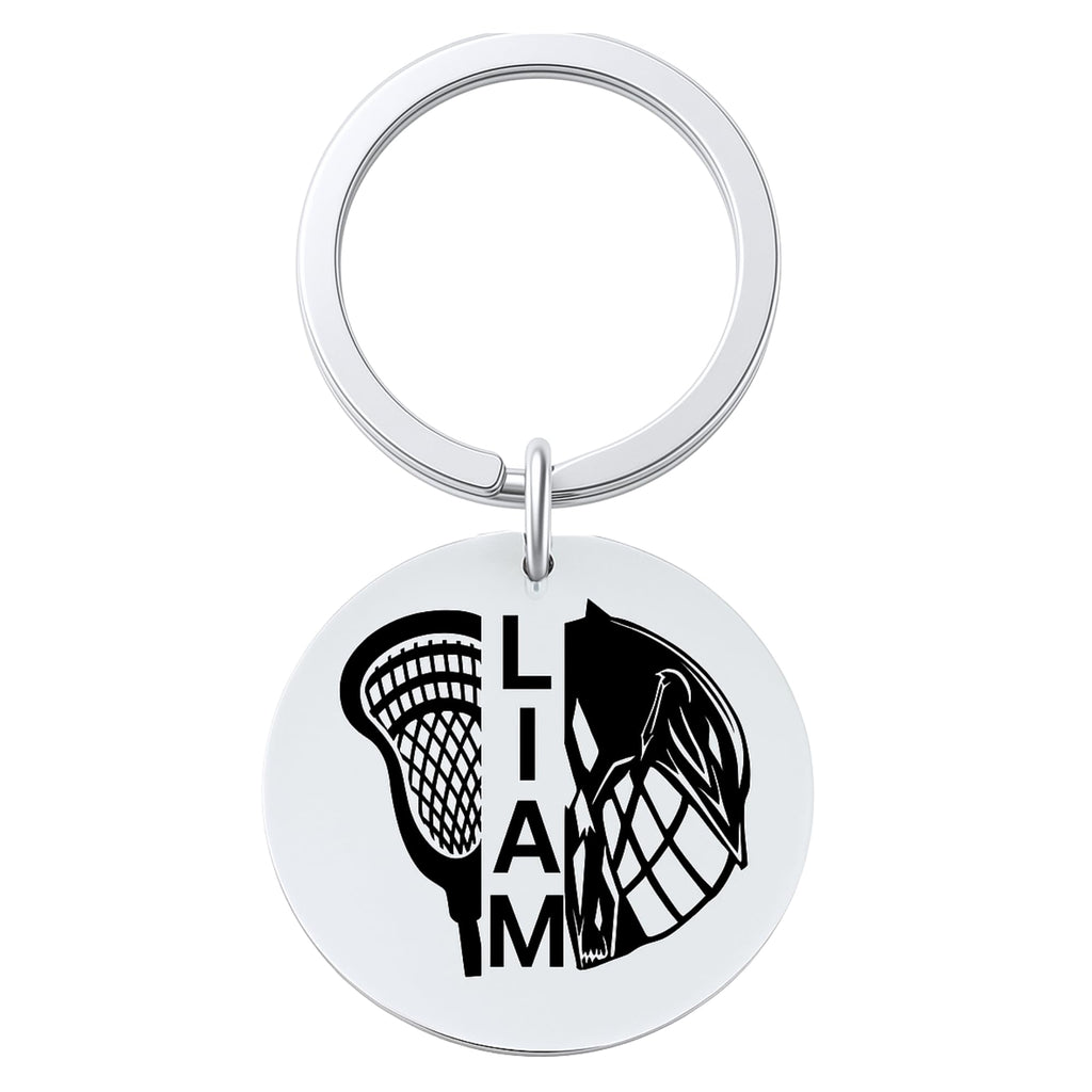 Personalized Lacrosse Keychain – Custom Engraved Name & Number – Stainless Steel Lacrosse Gift for Players, Teams, Coaches, or Tournaments
