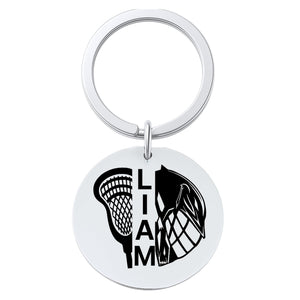 Personalized Lacrosse Keychain – Custom Engraved Name & Number – Stainless Steel Lacrosse Gift for Players, Teams, Coaches, or Tournaments