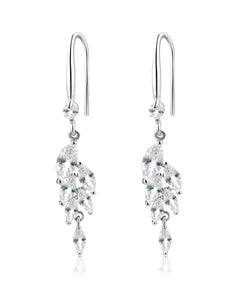 Watforsh 925 Sterling Silver Leaf Earrings Drop Dangle Clear Cubic Zirconia Stone Statement Lightweight Wedding Earrings for Women