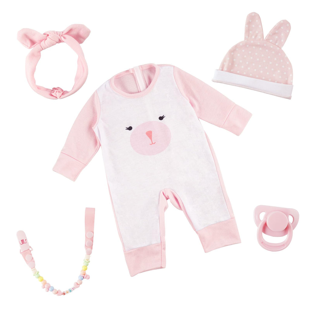 BABESIDE 2 PCS Reborn Baby Doll Clothes with Hat for 17-22 Inch Dolls, Bunny Baby Dolls Outfit Accessories Set BabyClothing,Girls