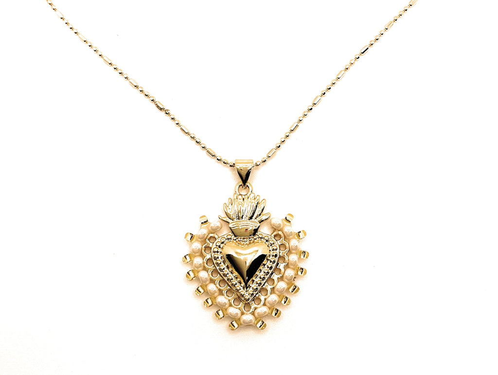 Generic Sacred Heart of Jesus Necklace, Gold, Women's, 17.71 Inch, Art Deco Style, Perfect for Any Occasion, Gift for Loved Ones
