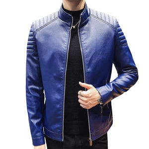 Womleys Mens Casual Stand Collar Slim Fit Faux Leather Jacket Biker Motorcycle Jacket