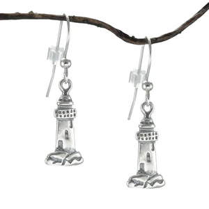 Small Sterling Silver Lighthouse Earrings