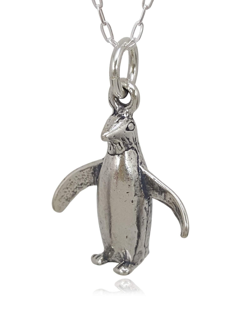EnCharmed Sterling Silver Penguin Antarctic Bird 3D Charm Necklace, 18"