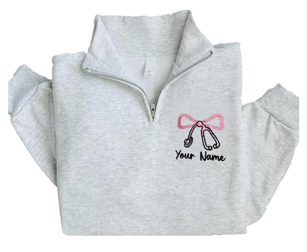 Kathaya Embroidered Nurse Sweatshirt, Personalized Nurse Quarter Zip Sweatshirt, rn Gifts for Nurses, Custom Name Nursing Sweater Multicolor