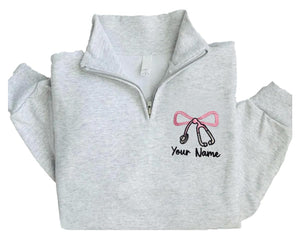 Kathaya Embroidered Nurse Sweatshirt, Personalized Nurse Quarter Zip Sweatshirt, rn Gifts for Nurses, Custom Name Nursing Sweater Multicolor