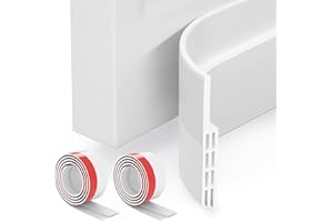 GroTheory 2 Pack Door Draft Stopper, Under Door Sweep for Exterior & Interior Doors, Weather Stripping Door Seal, Garage Window Blocker Noise Cold Air Insulation, Draft Guard White 2" W x 39" L