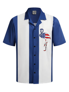 Hardaddy Men's Camp Collar Retro Vintage Bowling Button Down Shirt with Pocket Casual Short Sleeve Beach Shirts Summer Relaxed Fit Blue Flamingo XXL