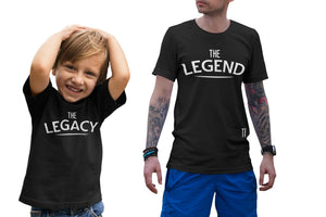 TWO SHIRTS - The Legend - The Legacy - Father Son matching shirts - Funny Dad Baby Son tshirt Birthday Gift Father's Day New Baby Boy Man Kid Daddy