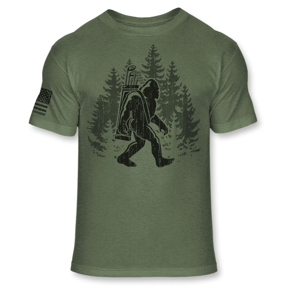 Bigfoot Golfer T-Shirt - Funny Sasquatch Golfing Shirt - Big Foot Golf Silhouette Tee - Soft Blend T - A176 Multicolor
