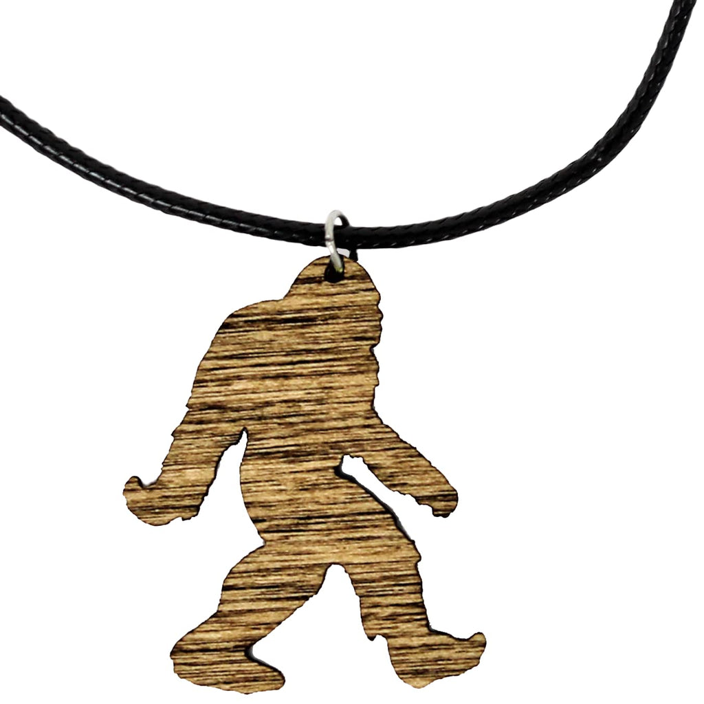 Sasquatch Necklace | Handmade Bigfoot Wood Pendant Necklace