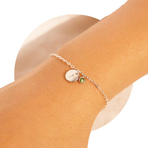 Heart Syndrome Sterling Silver Initial Birthstone Coin Bracelet
