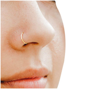Ellie J Maui 22g 7mm 14k Solid Gold Snug Fitting Nose Ring Hoop 22 Gauge Piercing Jewelry