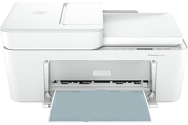 White HP printer with a label indicating '3 Months Instant Ink Included' on a white background