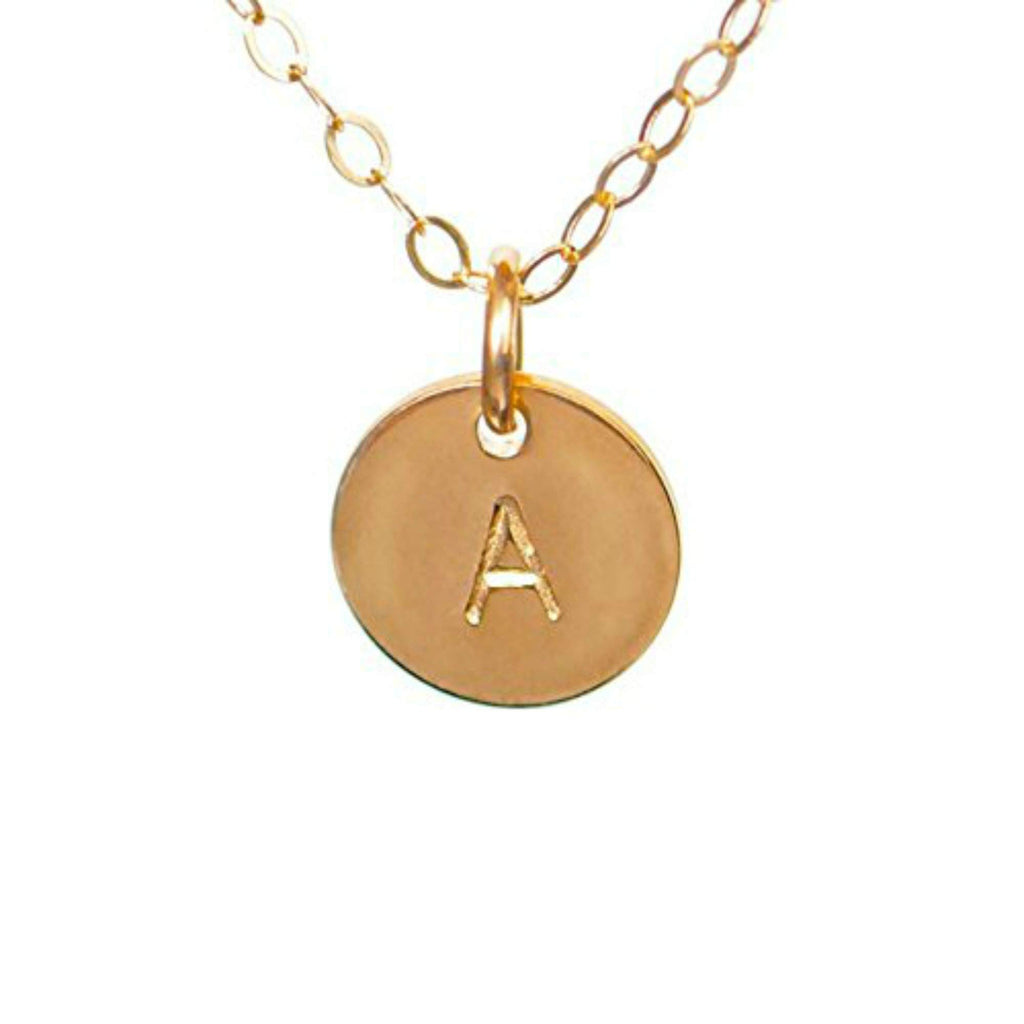 EFYTAL Initial Necklaces for Women, Tiny 14k Gold Filled Custom Initial Necklace on Dainty Disc, Personalized Jewelry Gifts for Her