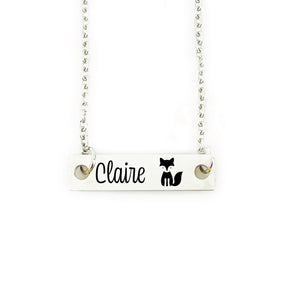 Personalized Little Girl Bar Necklace Fox Jewelry Girl Christmas Gift Daughter Birthday Gift Girl Fox Necklace Personalized Name Girl Gift FOX-GIRL