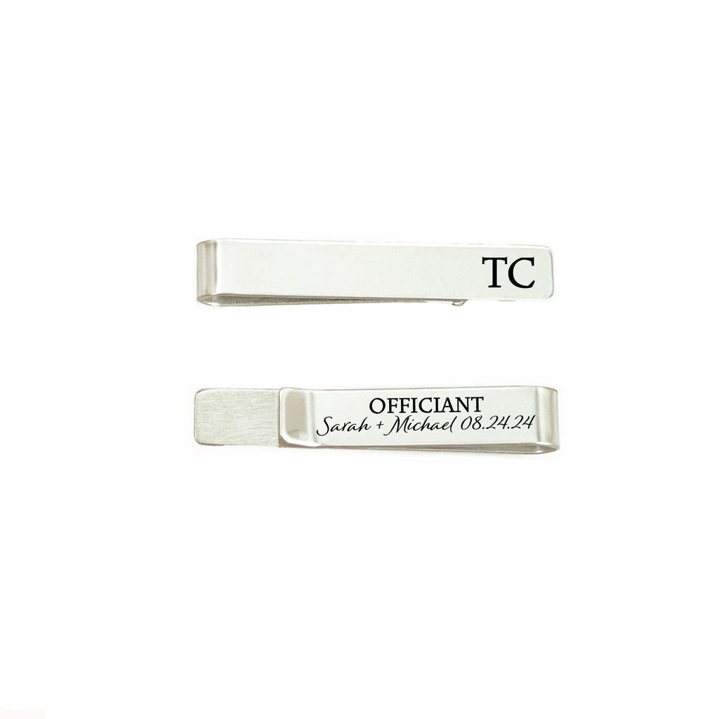 SM Design Personalized Officiant Tie Clip - Stainless Steel - 1/4 x 1 7/8" - Engraved - Handmade in USA