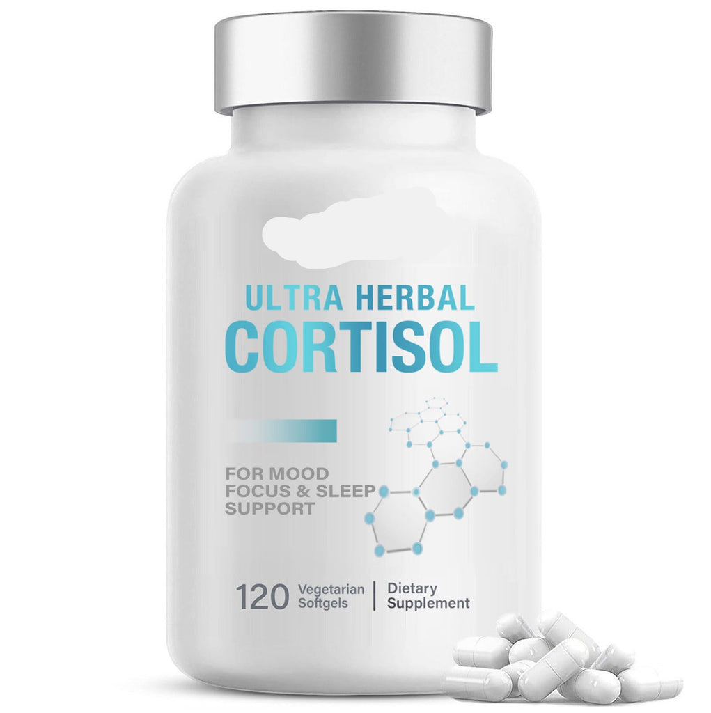 Supplement bottle labeled 'Ultra Herbal Cortisol' on a white background