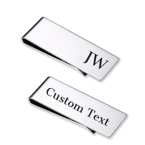 2PCS Custom Initials Money Clip,Personalized Stainless Steel Money Wallet,Engrave Monogram/Date/Text,Cash Clip Gift for Men Father's Day Birthday Wedding Gift