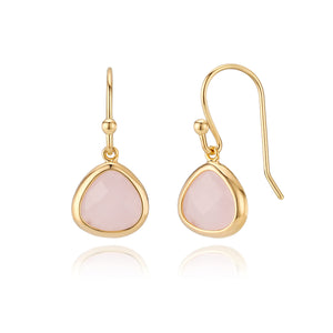 Dainty Simulated Pink Opal Dangle Earrings - 14k Gold-Plated, Hypoallergenic, Lightweight for Everyday Elegance, Minimalist October Birthstone Jewelry by MJLuLu
