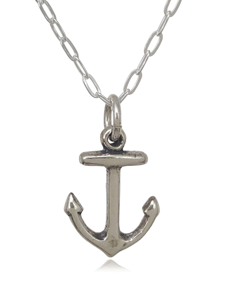 EnCharmed Sterling Silver Tiny Anchor - Hope and Safety - Nautical and Marine Themed Charm Necklace, 18"