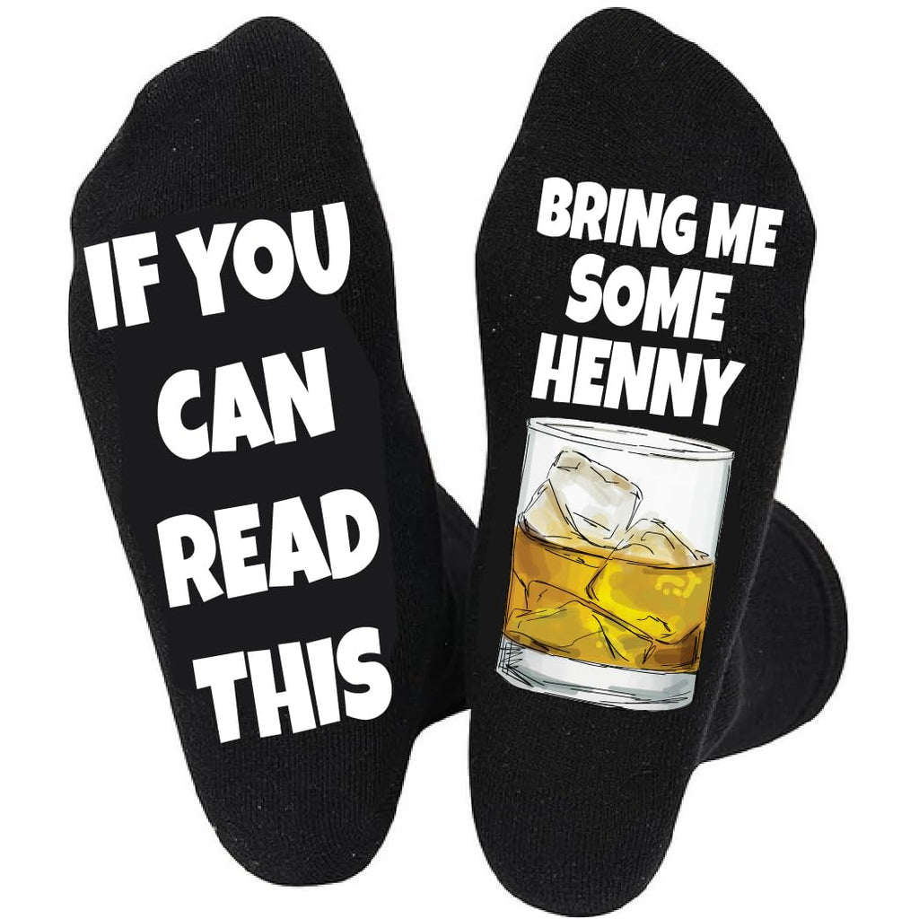 DESIGNS BY KARY Bring me Hennessy Whiskey Socks, Funny Git for Men and Women - Henny on the Rocks