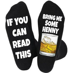 DESIGNS BY KARY Bring me Hennessy Whiskey Socks, Funny Git for Men and Women - Henny on the Rocks