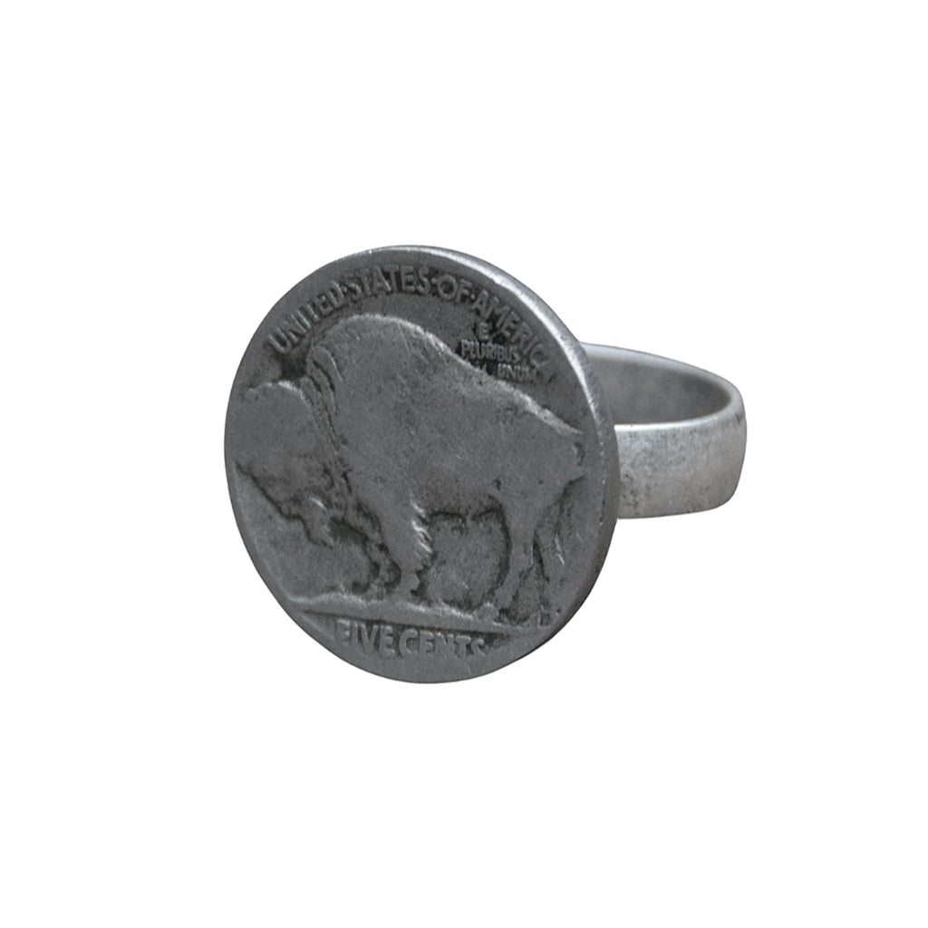 Genuine Buffalo Nickel (Indian Head) Coin Adjustable Statement Ring
