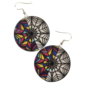 Wednesday Window Inspired Dangle Earrings, Vibrant Colors, Translucent, Handmade, Sterling Silver Hooks