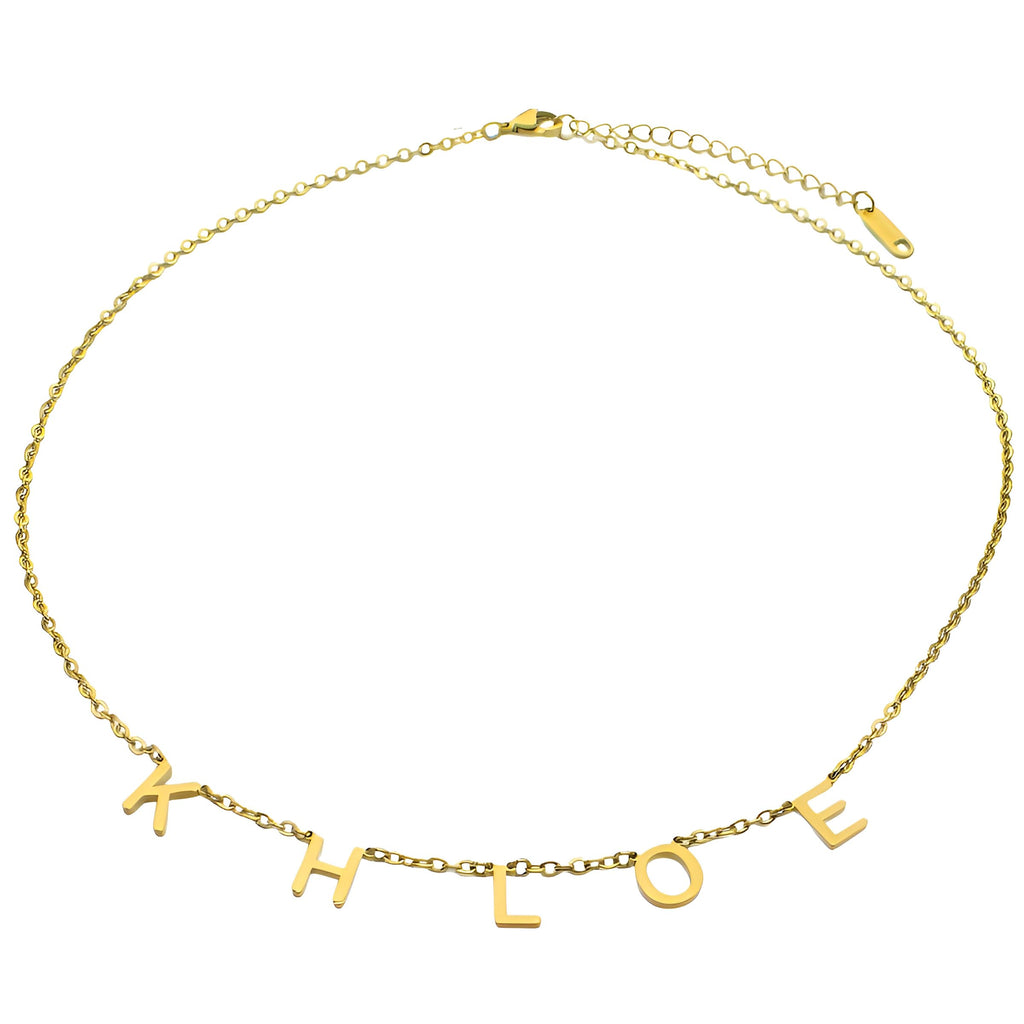 SHRDV Custom Name Necklace Personalized, 18K Gold Plated Initial Choker Name Necklace Dainty Customize Letter Necklace for Women Girls