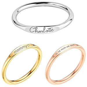 MignonandMignon Personalized Name Promise Ring, Custom Engraved Stacking Ring, Birthday Gift for Her, Dainty Jewelry Gift for Women, Birthdays, Bridesmaids, Friends, Moms, and Grandmas - RF1-D