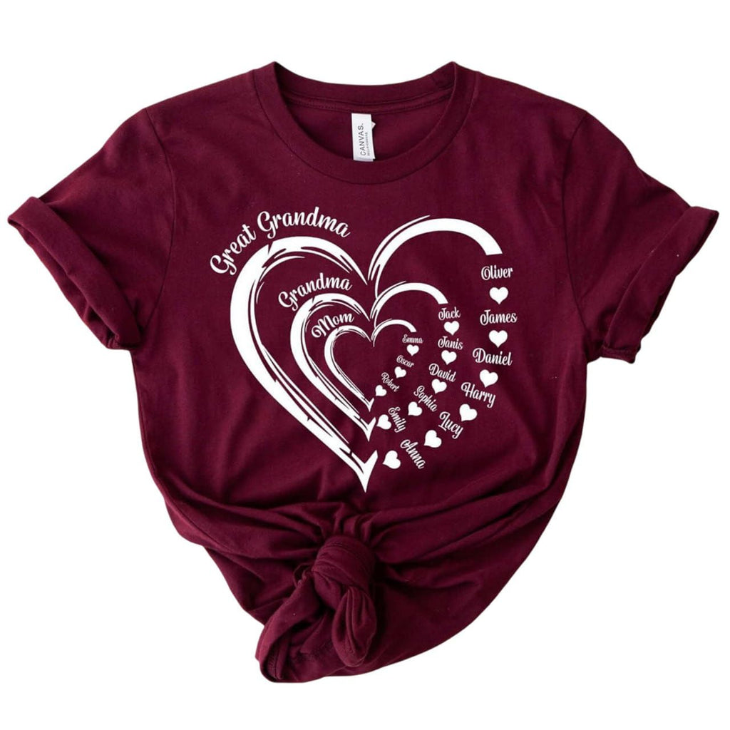Personalized Great Grandma T Shirt, Mom Grandma Great Grandma Shirt, Great Grandma Gifts, Custom Gifts for Great Grandma, Birthday Gifts for Great Grandma (Style 1) Colorful