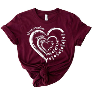 Personalized Great Grandma T Shirt, Mom Grandma Great Grandma Shirt, Great Grandma Gifts, Custom Gifts for Great Grandma, Birthday Gifts for Great Grandma (Style 1) Colorful