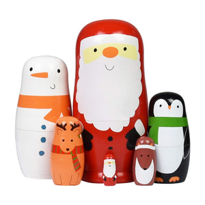 HYCLES Nesting Dolls Russian Matryoshka Wood Stacking Nested Set for Kids Handmade Toys for Children Kids Christmas Birthday Decoration Halloween Wishing Gift