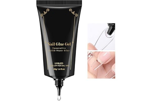 Una Gella nail glue gel with a dropper on a white background