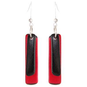 Duo Tagua Earrings in Red and Black Handmade, Fair Trade, Lightweight by Florama Natural Jewelry